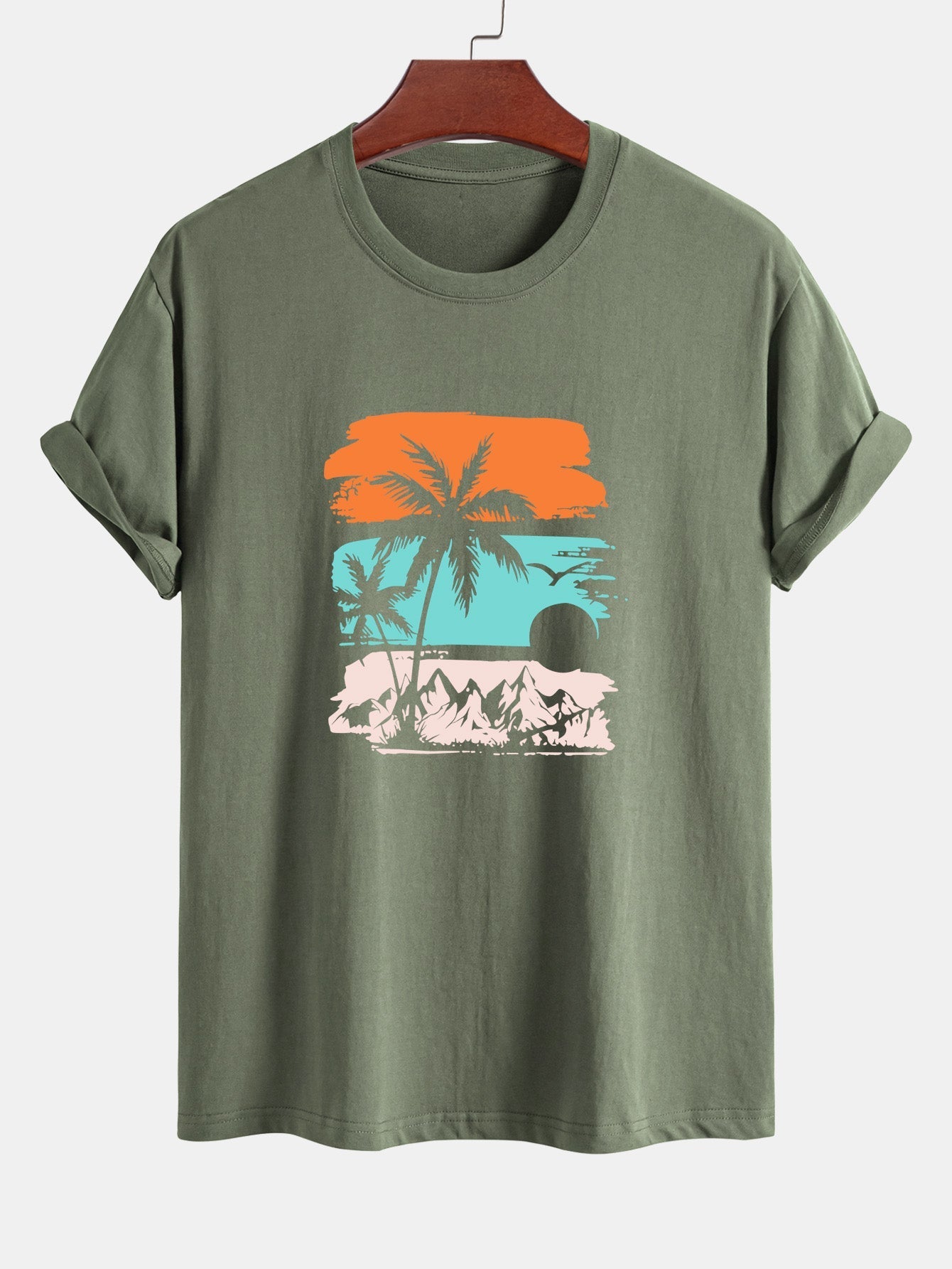 Klassiek katoenen T-shirt met palmboomsilhouet.