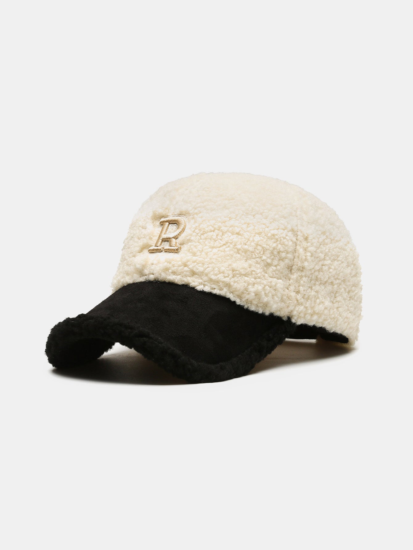Cozy Plush Winter Baseball Cap with Letter Design