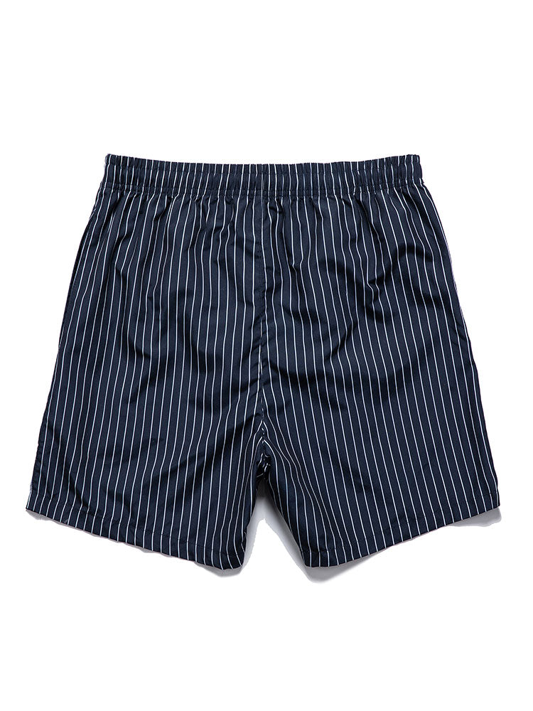 Button-Up Cotton Shirt with Linen Look & Striped Swim Shorts