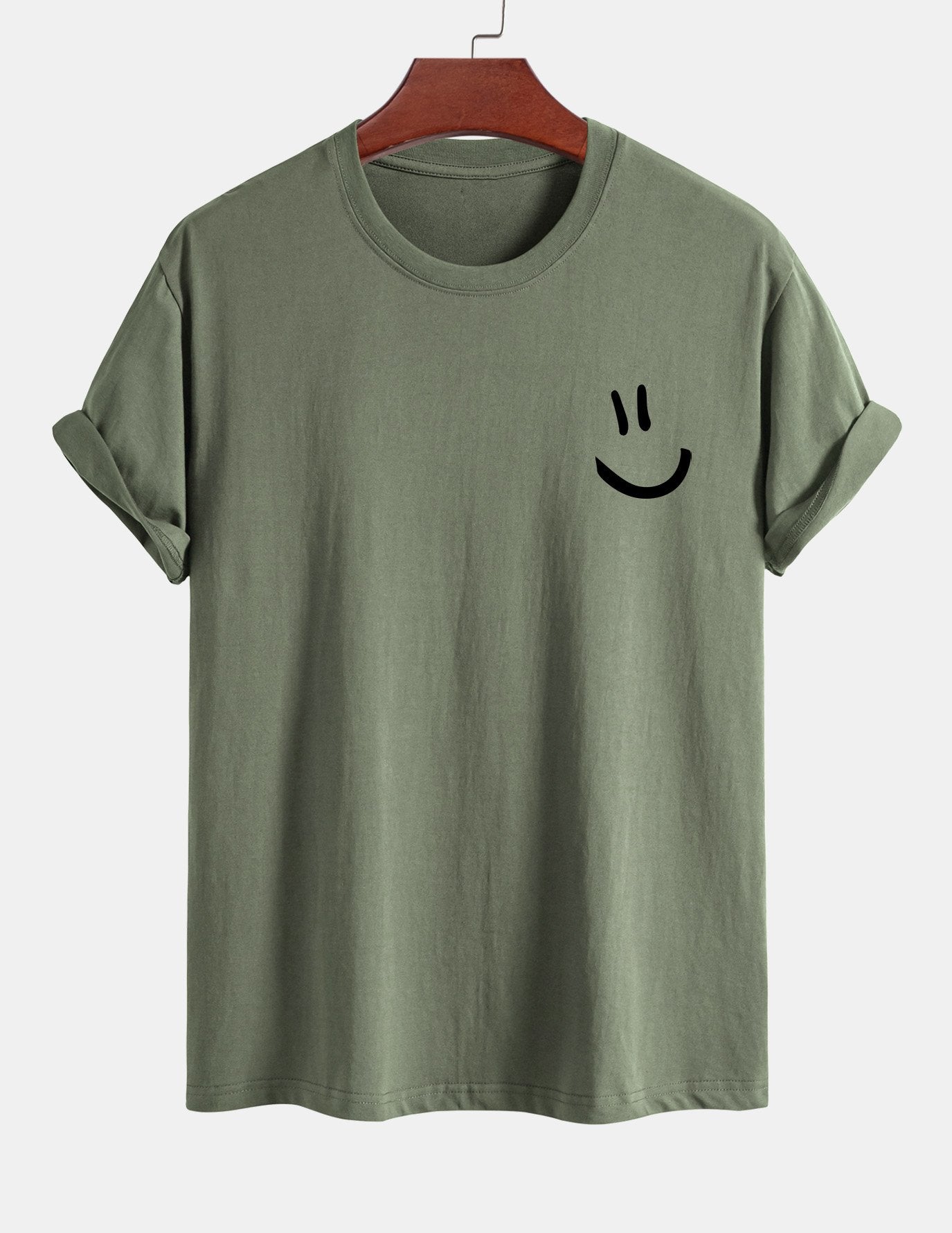 Classic Fit Cotton T-Shirt with Smiley Face Print