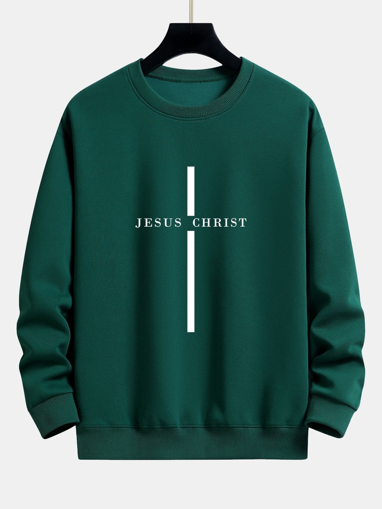 Sweatshirt met relaxte pasvorm en een Jezus Christus-streepmotief.