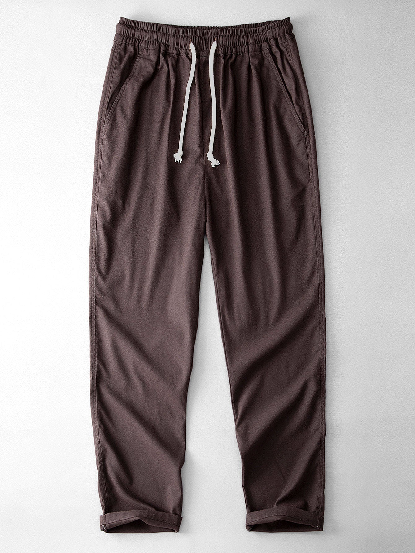 Geometrisch jacquard Cubaans overhemd met rechte linnen broek