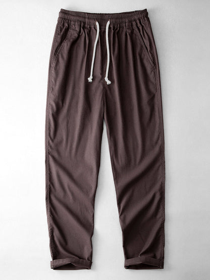 Geometrisch jacquard Cubaans overhemd met rechte linnen broek