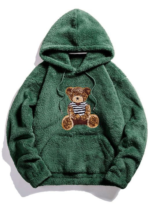 Teddy hoodie met geborduurd berenpatch