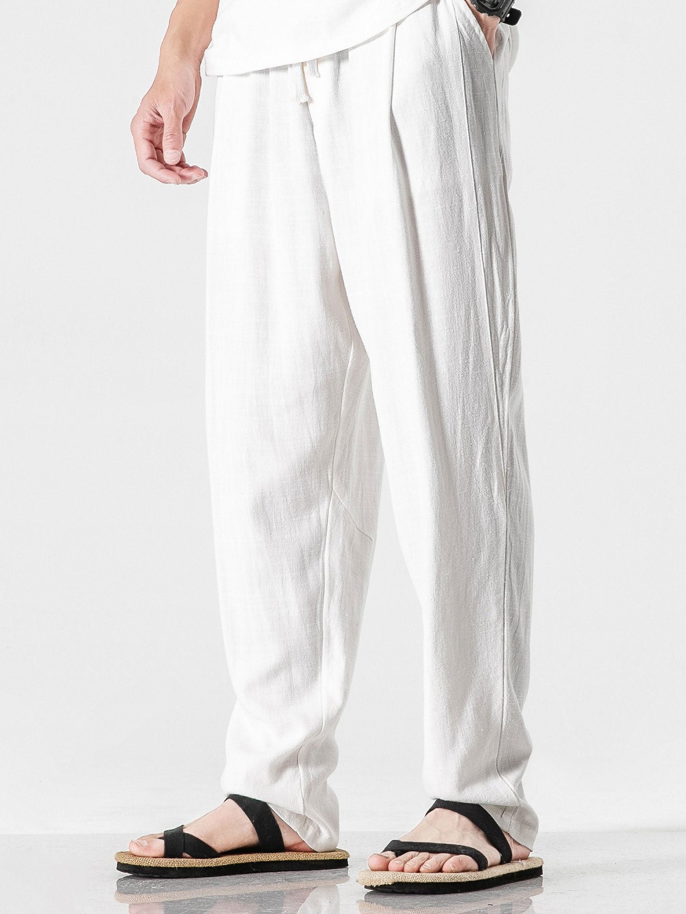 Comfortable Linen-Cotton Blend Harem Pants