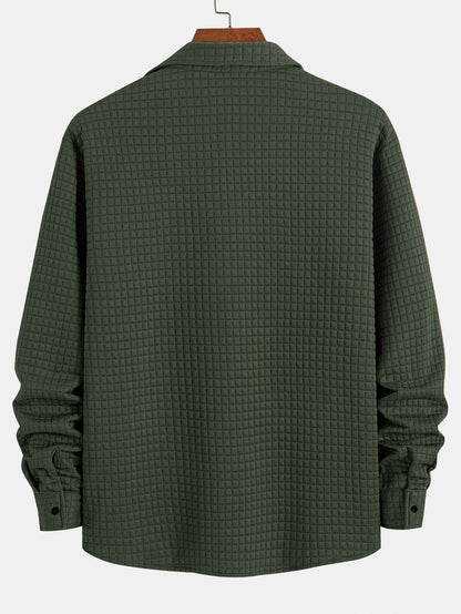 Waffle Knit Button-Up Shirt