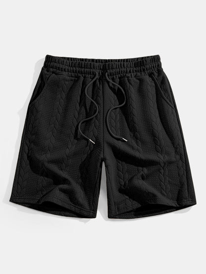 Comfortable Mid-Length Sleeve Twist Jacquard Tee & Shorts Set