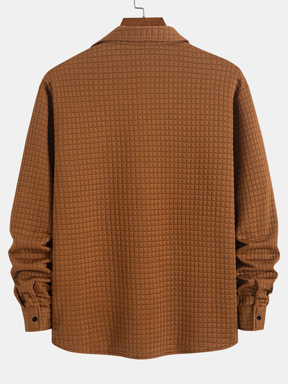 Waffle Knit Button-Up Shirt