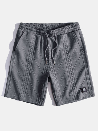 Geometric Jacquard Short Sleeve T-Shirt with Arc Hem & Matching Shorts