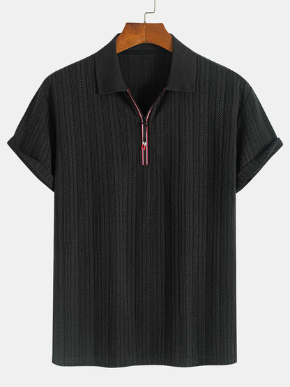 Textured Zip-Up Polo
