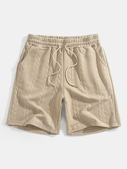 Comfortable Mid-Length Sleeve Twist Jacquard Tee & Shorts Set