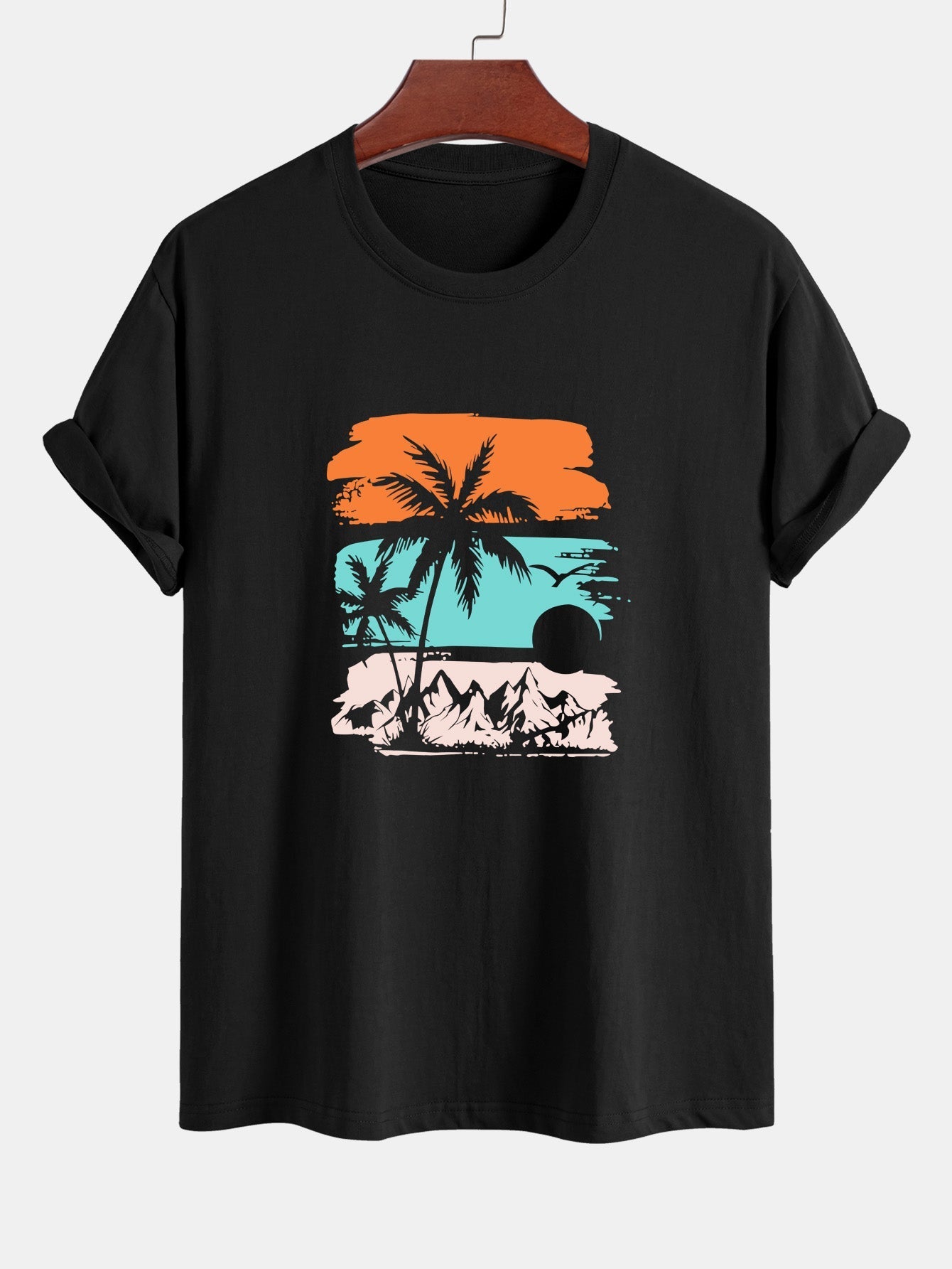 Klassiek katoenen T-shirt met palmboomsilhouet.