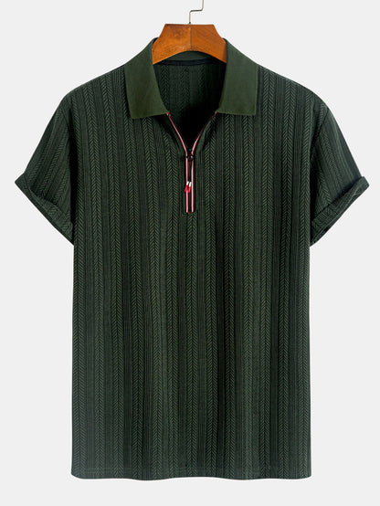 Textured Zip-Up Polo