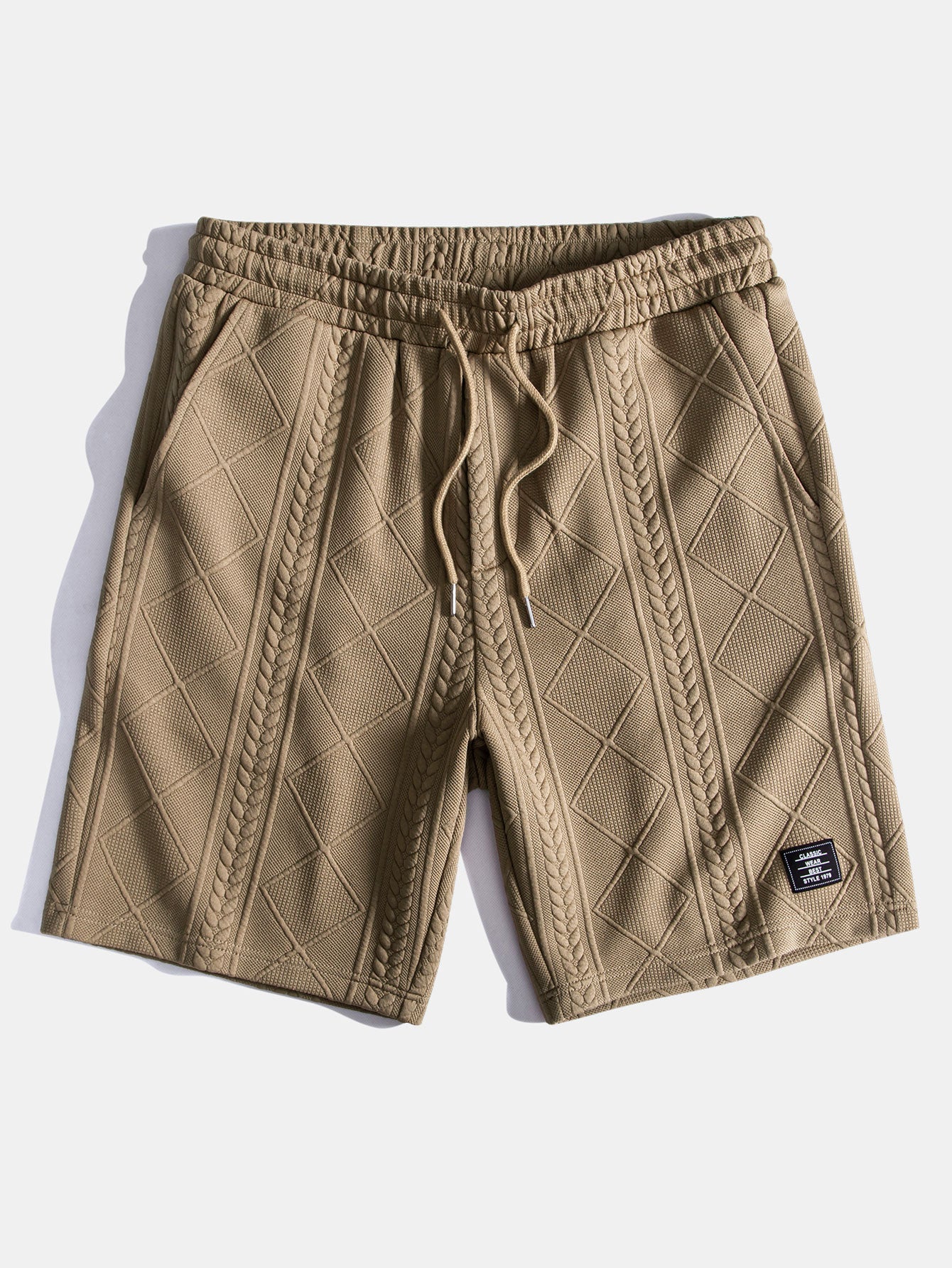 Geometric Jacquard Short Sleeve T-Shirt with Arc Hem & Matching Shorts