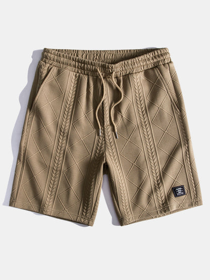 Geometric Jacquard Short Sleeve T-Shirt with Arc Hem & Matching Shorts