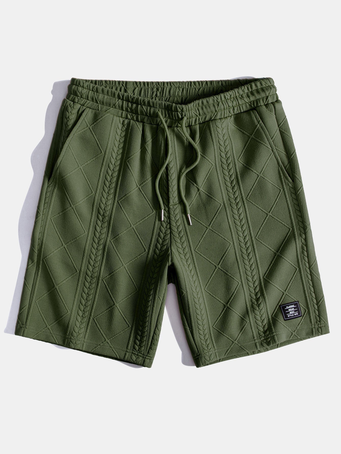 Geometric Jacquard Short Sleeve T-Shirt with Arc Hem & Matching Shorts