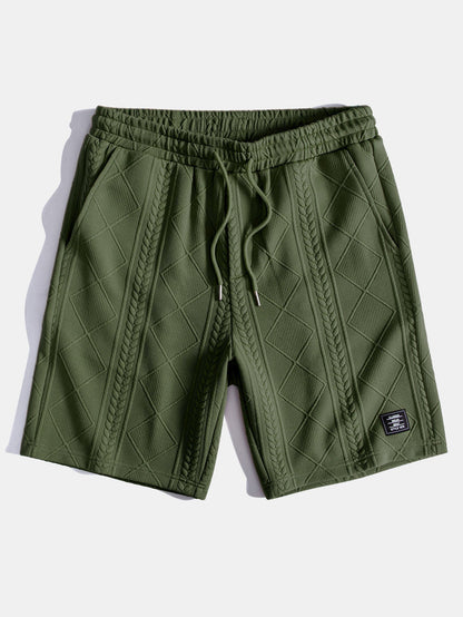 Geometric Jacquard Short Sleeve T-Shirt with Arc Hem & Matching Shorts