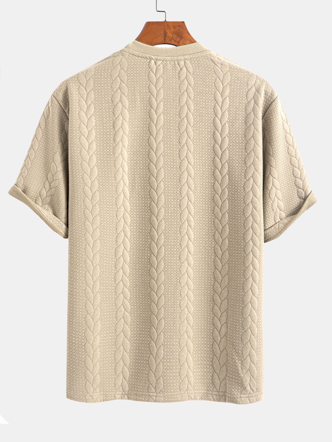 Comfortable Mid-Length Sleeve Twist Jacquard Tee & Shorts Set