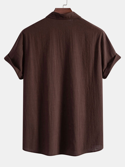 Overhemd in linnenstijl met geometrisch patroon