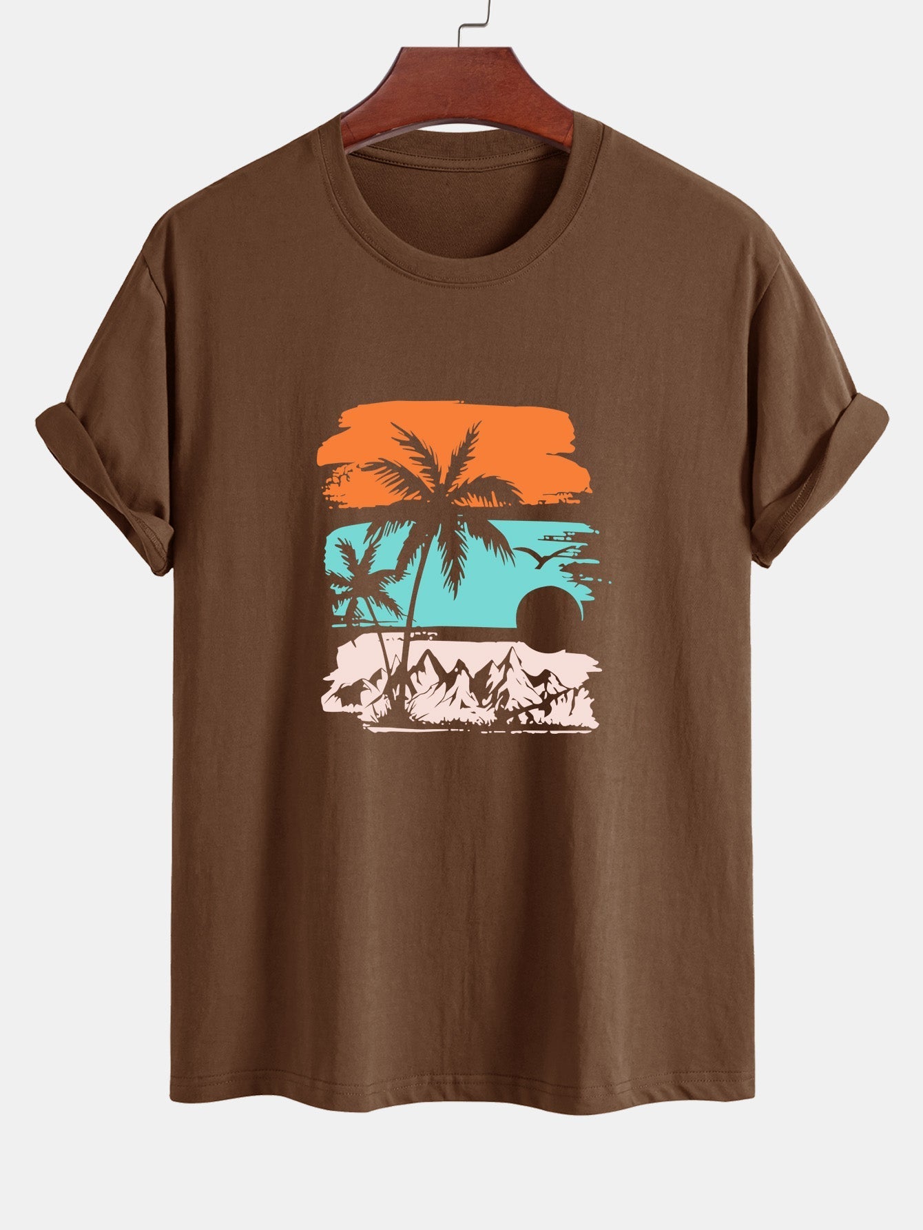 Klassiek katoenen T-shirt met palmboomsilhouet.