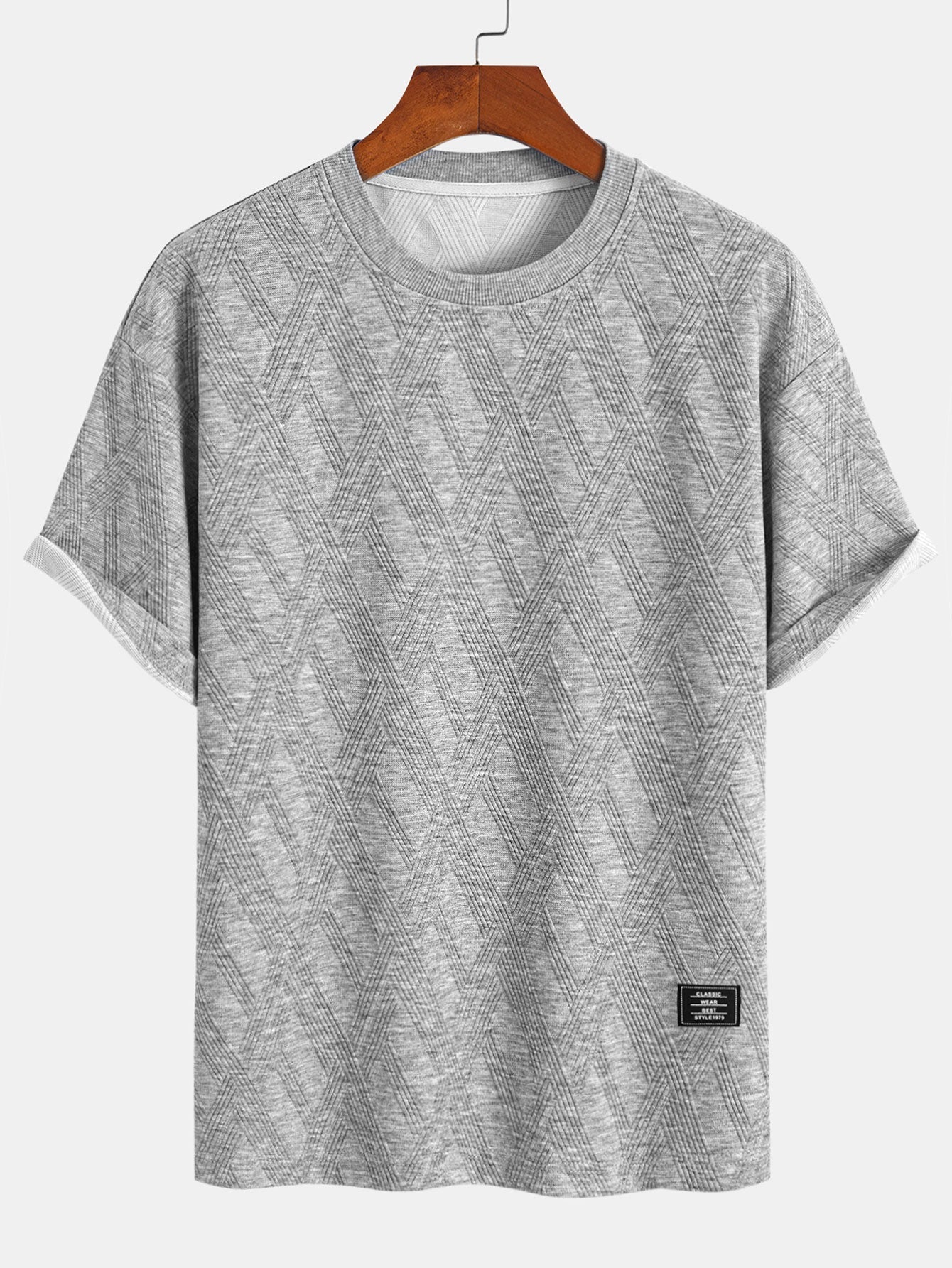 Comfortabele set bestaande uit een T-shirt en shorts met ruitjacquardprint