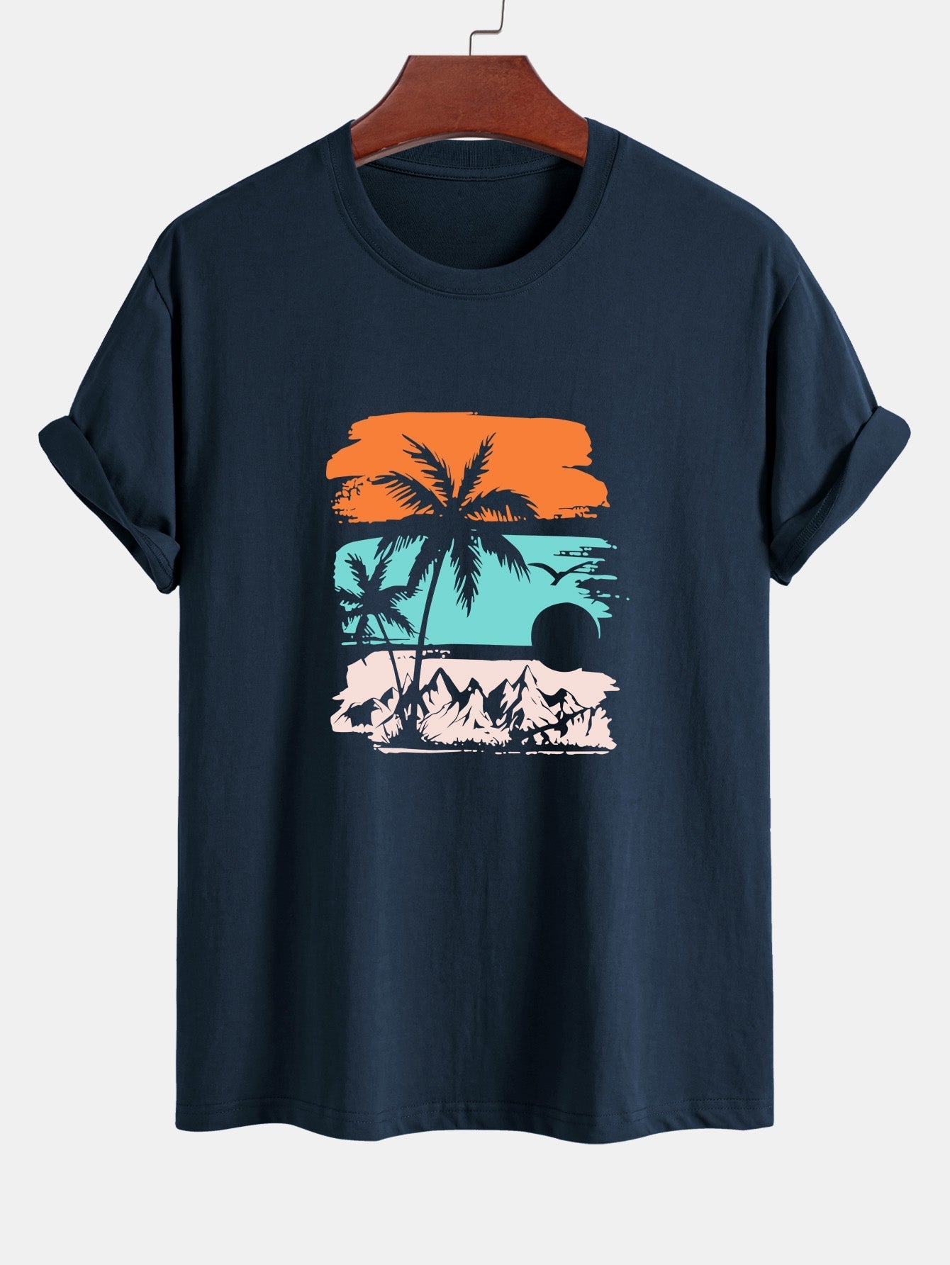Klassiek katoenen T-shirt met palmboomsilhouet.