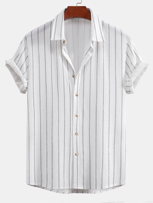 Striped Textured Button-Up Shirt