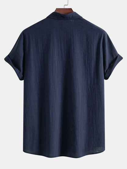 Overhemd in linnenstijl met geometrisch patroon