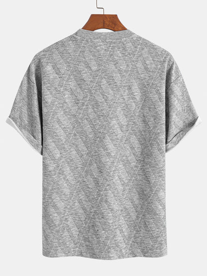 Comfortabele set bestaande uit een T-shirt en shorts met ruitjacquardprint