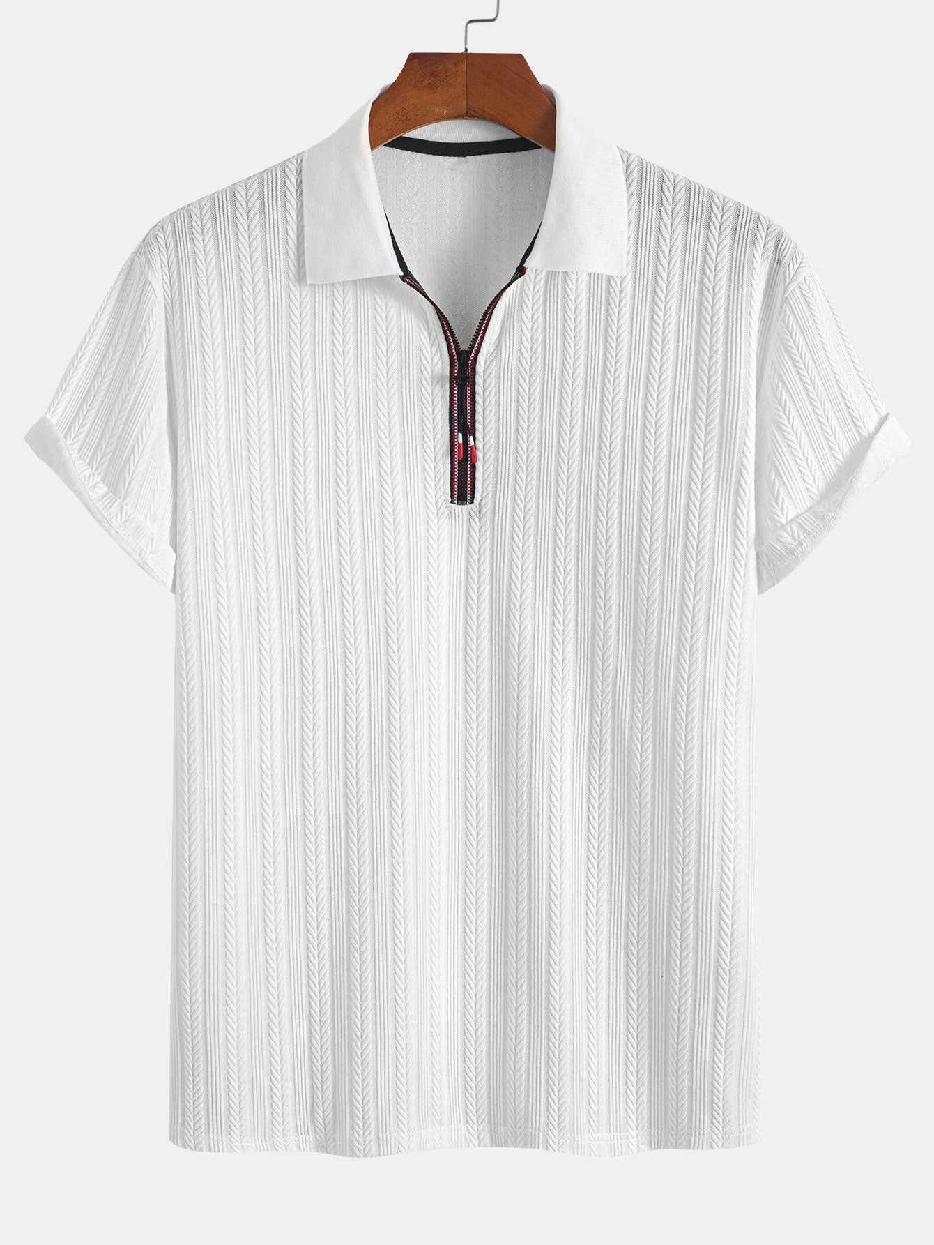 Textured Zip-Up Polo