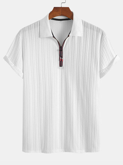 Textured Zip-Up Polo