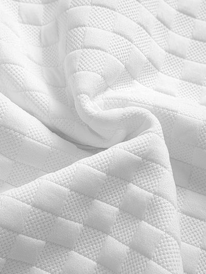 Checkerboard Jacquard Hooded T-Shirt with Arc Hem & Matching Shorts