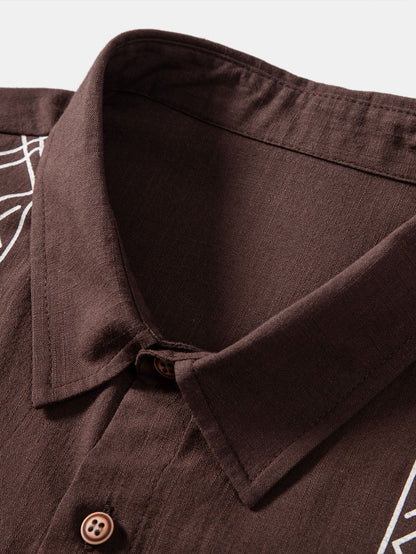 Overhemd in linnenstijl met geometrisch patroon