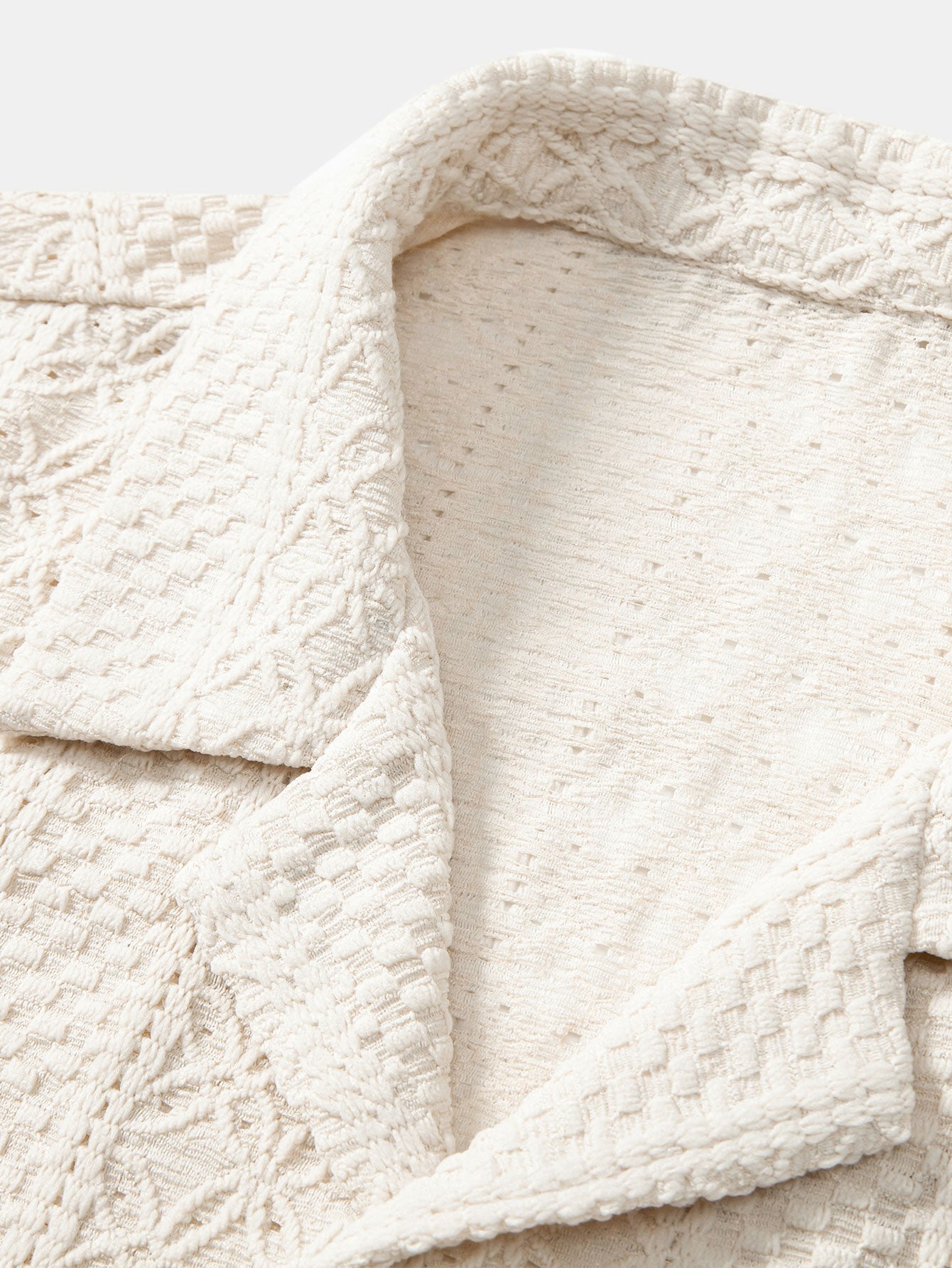 Floral Checkered Jacquard Cuban Shirt