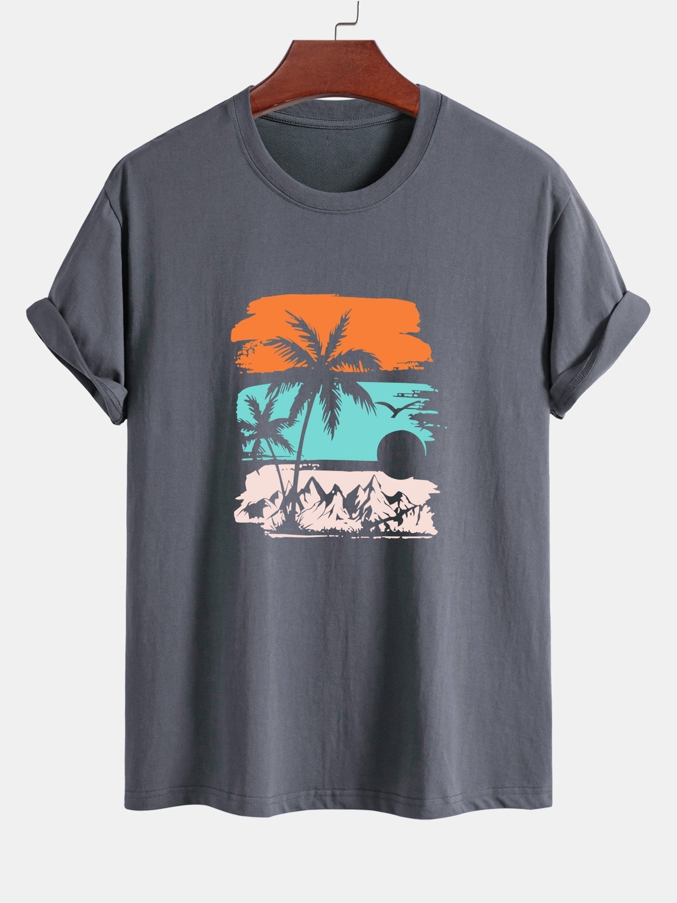 Klassiek katoenen T-shirt met palmboomsilhouet.