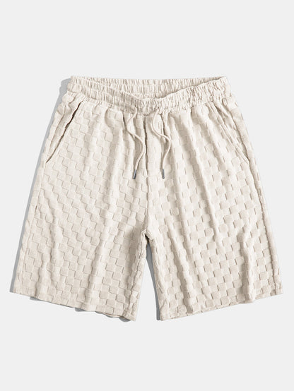 Geruite badstof overhemd en short set