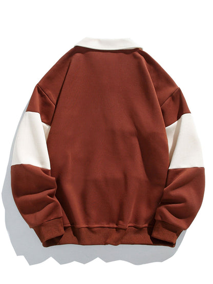 Polo sweatshirt met kleurblokken en patchwork, comfortabele pasvorm.