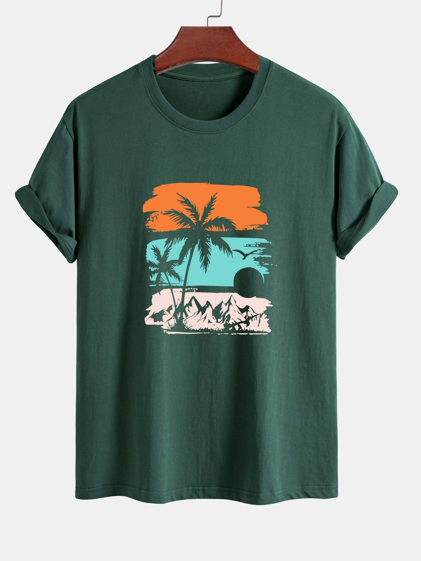 Klassiek katoenen T-shirt met palmboomsilhouet.