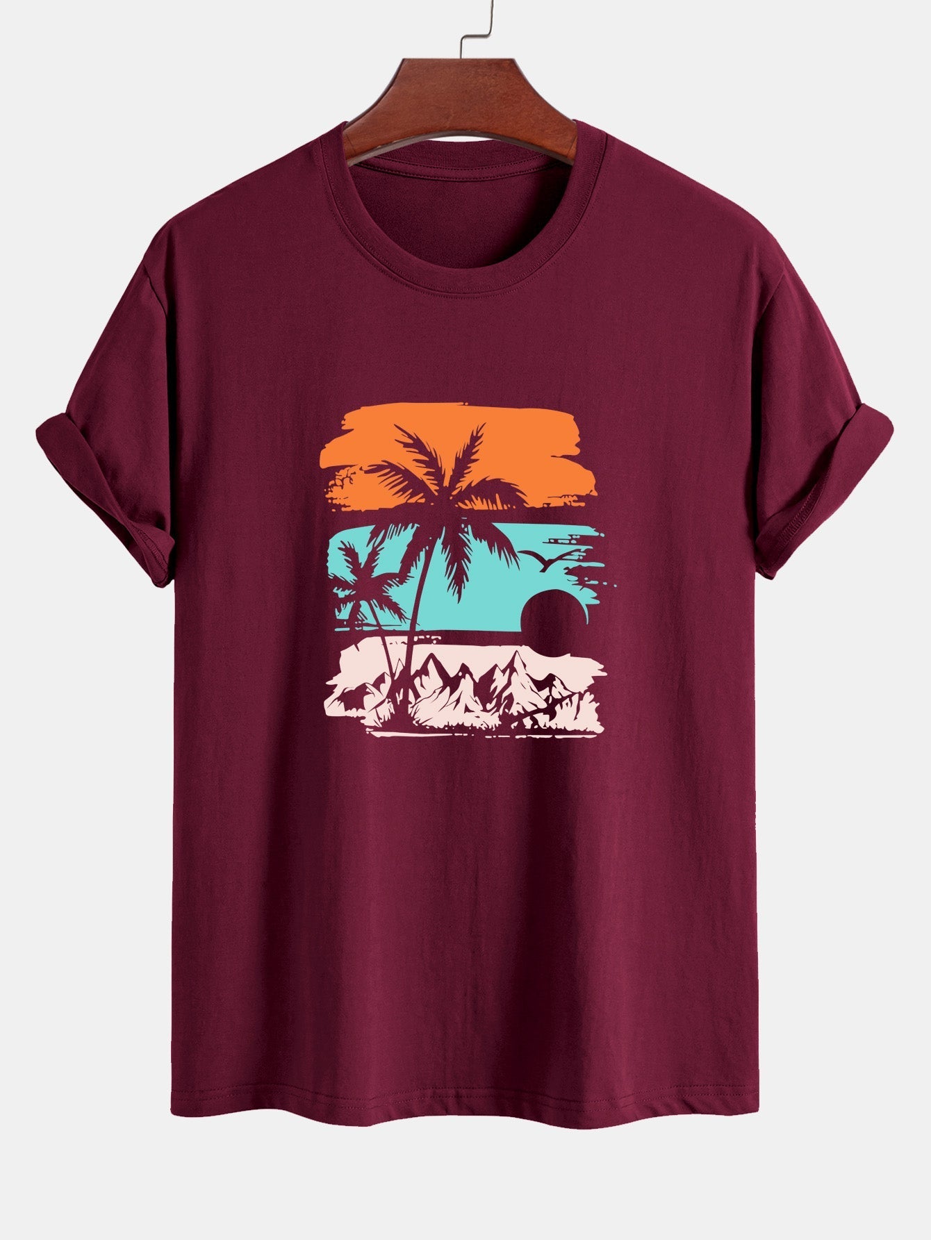 Klassiek katoenen T-shirt met palmboomsilhouet.