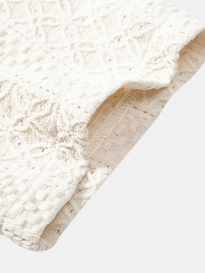 Floral Checkered Jacquard Cuban Shirt