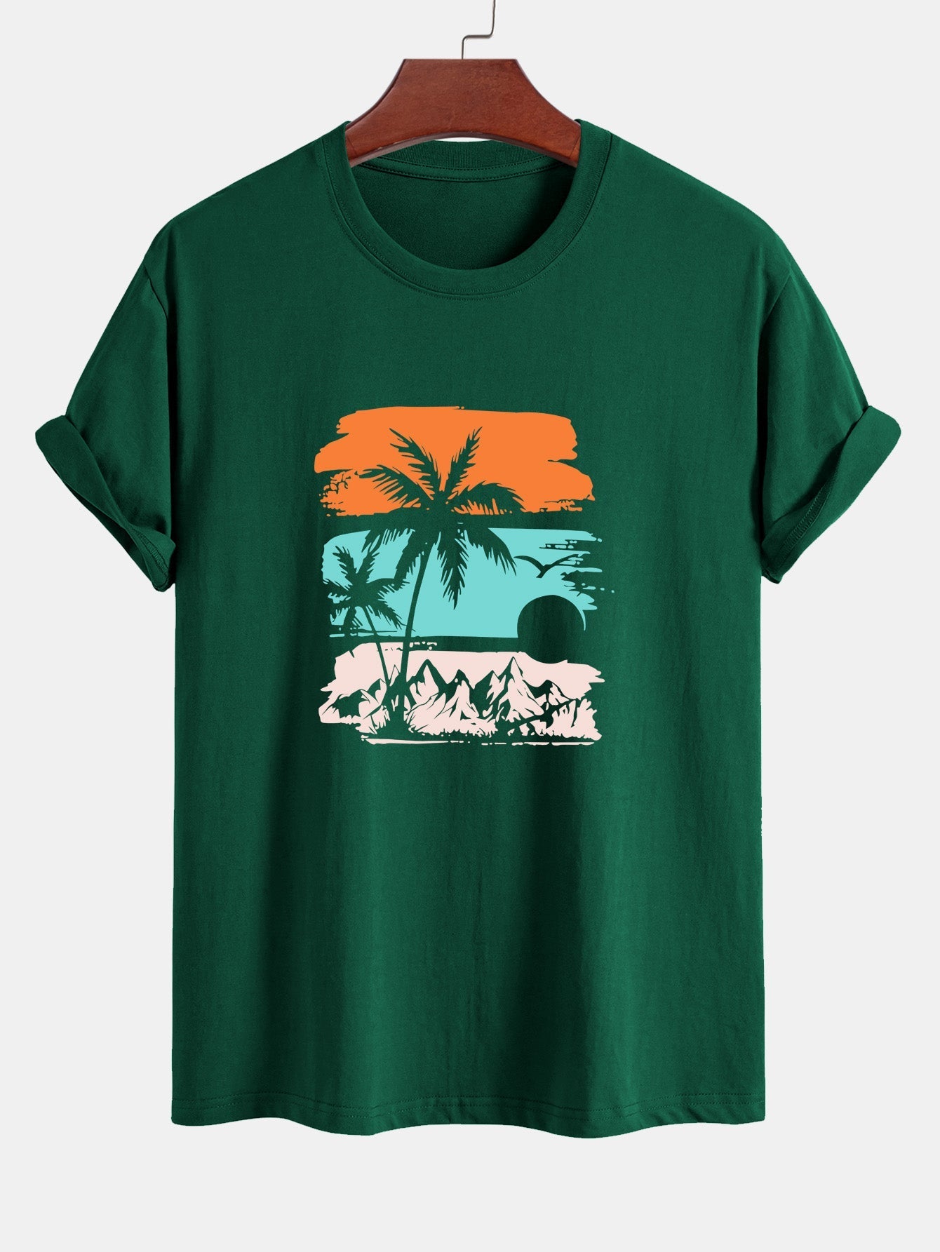 Klassiek katoenen T-shirt met palmboomsilhouet.