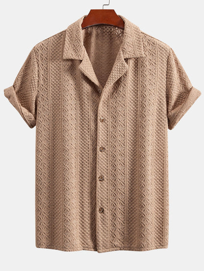 Floral Checkered Jacquard Cuban Shirt