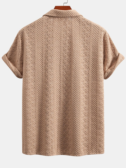 Floral Checkered Jacquard Cuban Shirt