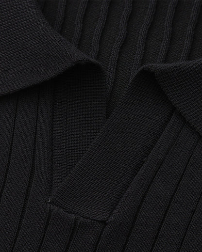 Luxury Ribbed Knit Polo Shirt
