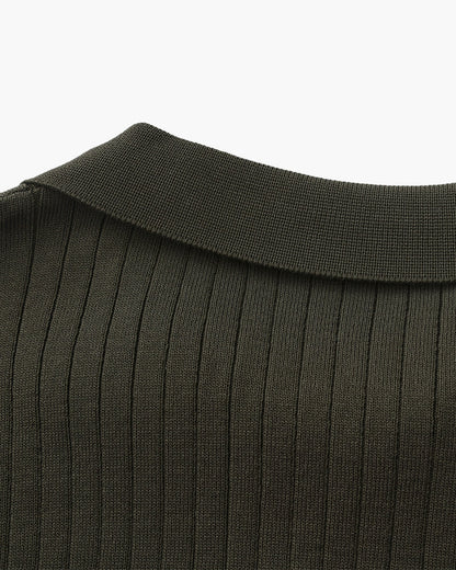 Luxury Ribbed Knit Polo Shirt