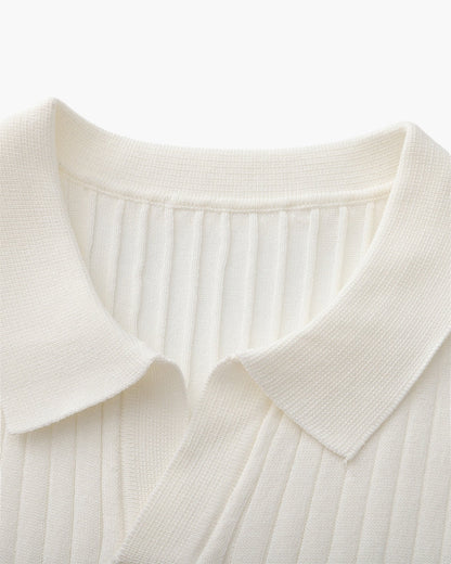 Luxury Ribbed Knit Polo Shirt
