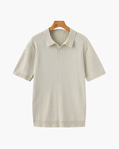 Luxury Ribbed Knit Polo Shirt