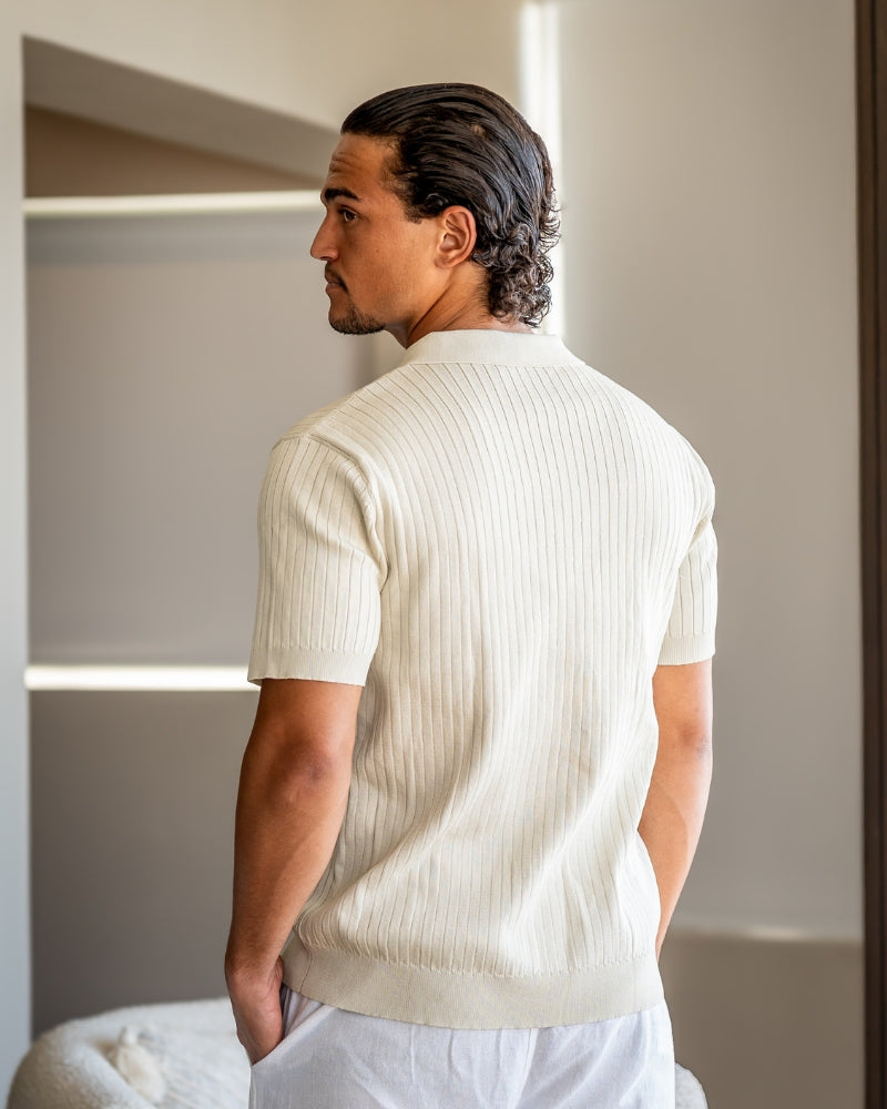 Luxury Ribbed Knit Polo Shirt