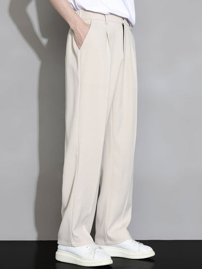 Comfortable Elastic Waist Straight-Leg Pants