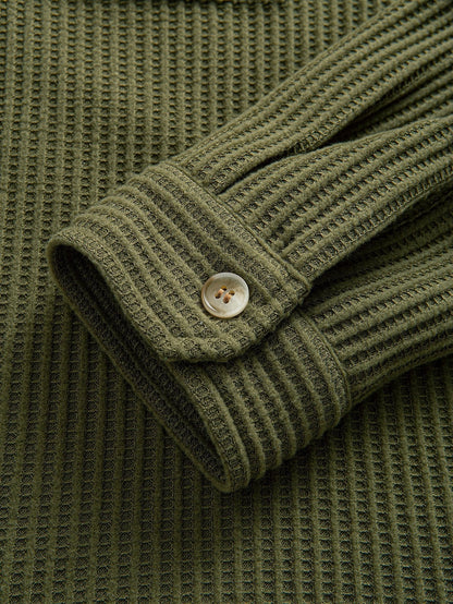 Overhemd met knoopsluiting en dubbele zak in wafelpatroon